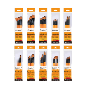Set di 6 Pennelli per Pittura a Olio Giorgione Personalizzati con Manico in Legno e Setole in Nylon, Pennelli Acrilici Multiforma per Pittura Artistica - Product Image 3