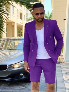 Nuevo Traje de Verano para Hombre, Chaqueta Cruzada de Moda, Corte Entallado, Pantalones Cortos, Conjunto de 2 Piezas, Estilo Casual, Traje de Novio, <span class=keywords><strong>Blazer</strong></span> - Product Image 6