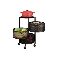 Étagère de rangement de cuisine multi-niveaux 3/4/5 couches, chariot de rangement rotatif pour légumes avec roulettes