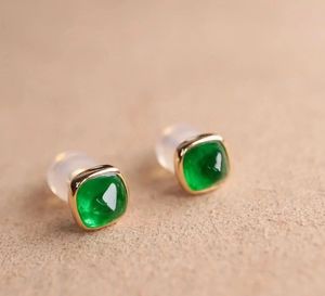 Xinfly AU750 18K Gold Luxury <b>Stud</b> Earrings 0.6ct Vivid Green <b>Emerald</b> Italy's 750 Series Jewelry - Product Image 2