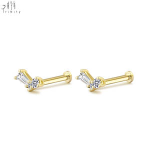 Nouvelle Arrivée - Boucle d'Oreille Fine en Or Massif 14K avec Diamant Naturel, Design Élégant et Brillant pour Usage Quotidien - Product Image 3