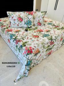RANGBIRANGI ชุดผ้าปูที่นอนผ้าฝ้ายลายดอกไม้ 3 ชิ้น ผ้าปูที่นอนลายพิมพ์สไตล์ชนบทที่ระบายอากาศได้ดี - Product Image 1
