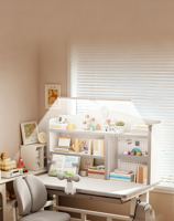 Ensemble de bureau d'étude ergonomique pour enfants avec étagère à livres et tiroir de rangement pour la maison et l'école