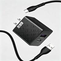 Cargador Rápido para Celular de 66W con Enchufe Europeo y Cable USB Tipo-C PD, Adaptador de Corriente USB-C de Carga Rápida