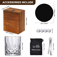 Coffret Cadeau de Verres à Whisky Individuels de Luxe avec Glaçons en Pierre et Boîte en Bois pour Supports d'Impression Letterpress Personnalisés