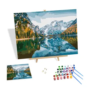 ภาพวาดตามตัวเลขภาพทิวทัศน์ทะเลสาบภูเขาที่ทันสมัย3D พิมพ์ระบายสีตามตัวเลขของตกแต่งบ้านของขวัญงานศิลปะงานฝีมือ