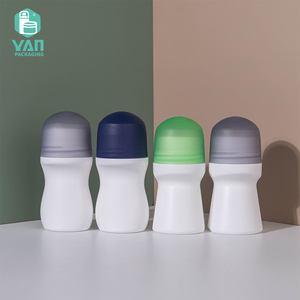 Emballage YAN, flacon roll-on en plastique PP blanc mat unique de luxe, 50 ml, avec bouchon coloré, bille roulante, crème pour le visage, déodorant - Product Image 5