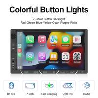 Autoradio MP5 universel double DIN 7 pouces avec Carplay, Android Auto et Mirror Link, nouveau design pour tableau de bord