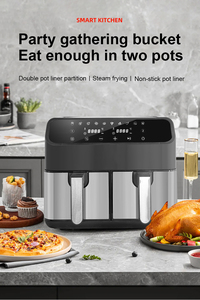 HUINING fabrikasının yeni stil çift bölge hava fritöz 4L + 4L akıllı dijital kontroller ve ayrı odalar ile çift sepet - Product Image 2