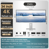 Moniteur de jeu LCD Ultra-Wide 34 pouces 4K 21:9 IPS HDR Lifting Rotating Designer Hairtail Screen Esports Business Desktop Type-C