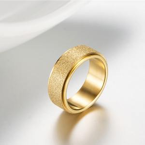 Stainless Steel Brushed Rotating <b>Ring</b> Titanium Steel Plated K Gold Stress Relieving Jewelry Unisex Gift Fashion <b>Rings</b> - Product Image 2