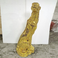 Statue de jardin en fibre de verre personnalisée à prix abordable, grande sculpture d'animal léopard en résine