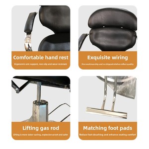 Sillón de Barbero Personalizado Simple para Hombre, Silla de Corte de Pelo para Salón de Belleza, de Cuero y Metal, de Lujo Ligero, Giratorio y Elevable - Product Image 3