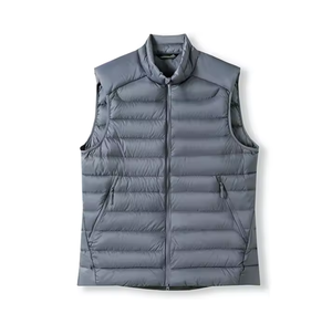 Chaleco Acolchado con Cuello Alto para Hombre, Color Sólido, Cierre Frontal con Cremallera, Cortavientos, Ropa Exterior Informal, 100% Poliéster, para Otoño - Product Image 4
