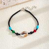 Ensemble de 4 bracelets en alliage noir avec breloques, coquillages cauris, fer à cheval, cœur, croix, pendentifs, bijoux religieux bohèmes pour femmes