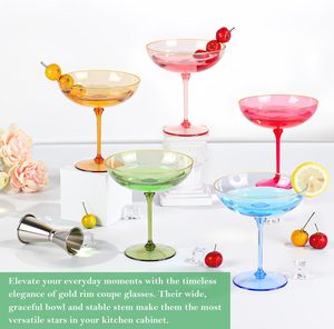 Gobelet jetable transparent en PS avec paillettes dorées, coupe à vin rouge, verre à cocktail rigide à fond divisé pour fêtes - Product Image 5