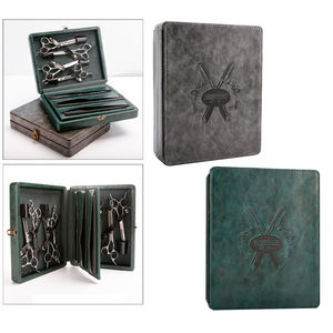 Double boîte en <span class=keywords><strong>bois</strong></span> avec étui en cuir véritable, <span class=keywords><strong>pour</strong></span> outils de barbier, peigne à cheveux, rangement de ciseaux, collection 2020 - Product Image 2