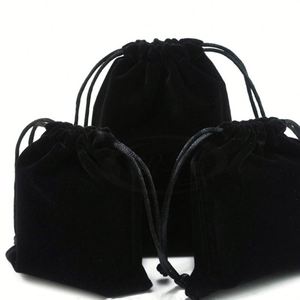Custom Embroidery Brand Black Bulk Velvet <b>Drawstring</b> Tote Gift <b>Bag</b> for Girls Kids <b>Make</b> <b>Up</b>, Small Travel Cosmetic <b>Bag</b> with logo - Product Image 3