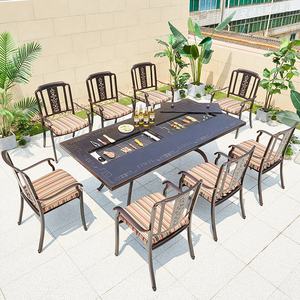 <span class=keywords><strong>de</strong></span> salle à manger 6-8 <span class=keywords><strong>personnes</strong></span> Mobilier moderne en aluminium pour l'extérieur Chaise <span class=keywords><strong>et</strong></span> <span class=keywords><strong>table</strong></span> <span class=keywords><strong>de</strong></span> barbecue pour restaurant - Product Image 1