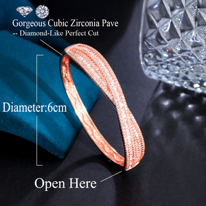 Mode Perhiasan Logam Tembaga Putih Emas Disepuh Zirkon Semua Pertandingan Gelang Pengantin Gelang untuk Gaun Pengantin Aksesoris India - Product Image 6