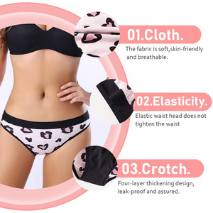 Culottes menstruelles imprimées taille moyenne pour adolescentes, sans coussinets, 4 couches, anti-fuites, respirantes - Product Image 2