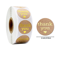 Custom Logo Printed Kraft Brown Roll Adhesive Paper Sticker Round Thank You Self Seal Label Stickers for Gift Packaging