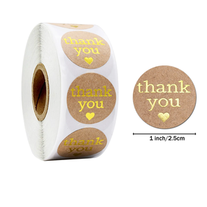 Autocollants ronds en papier kraft brun avec logo personnalisé imprimé, adhésifs, autocollants de remerciement, étiquettes autocollantes pour emballages cadeaux - Product Image 3