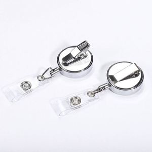 Porte-badge rétractable personnalisé en métal rond de 32 mm avec cordon métallique pour carte d'identité et porte-clés, cadeau promotionnel d'entreprise - Product Image 2