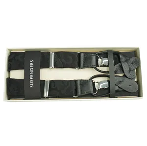 Pabrik grosir rajutan kain Suspender Fashion kasual Jacquard kustom Suspender dengan paduan klip