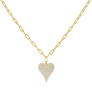 Fine 18k PVD Gold Plated Tarnish Free <b>Copper</b> Heart Charm Link <b>Chain</b> Necklace for Women - Product Image 1