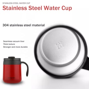 Mug de voyage isotherme en acier inoxydable 304 avec poignée, anti-fuite pour le bureau, tasse à eau en acier inoxydable avec couvercle - Product Image 6