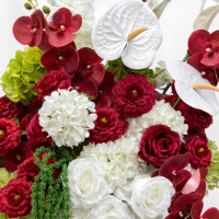 Centro de Mesa de Bolas de Flores de Seda Rojo Borgoña Personalizado de 50 cm, Decoración Realista para Mesa de Boda, Venta al por Mayor de Fábrica OEM
