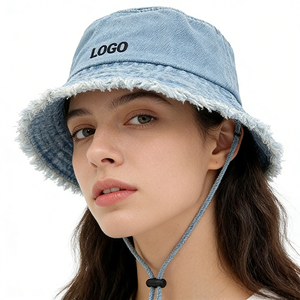 Chapeau Bob en Jean Unisexe Personnalisé à <span class=keywords><strong>Large</strong></span> Bord, Protection UV, Logo Brodé Personnalisé, Pliable, Pêche, Fête, Extérieur, Décontracté, Quatre Saisons - Product Image 4