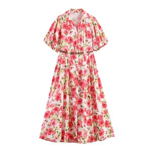 SHENZHU 2026 Abito <span class=keywords><strong>Midi</strong></span> Estivo da Donna Elegante con Colletto a Bottoni, Stile Camicia, <span class=keywords><strong>Maniche</strong></span> <span class=keywords><strong>Corte</strong></span>, Stampa, Cintura e Risvolto 5029243 - Product Image 1