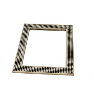 Rectangular Art Deco <b>Wall</b> <b>Mirror</b> With <b>Black</b> And White Striped <b>Frame</b> Decorative Wooden Design 4.0 Mm Thickness - Product Image 1
