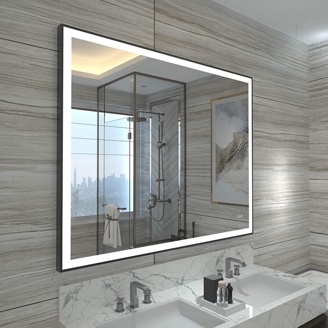 Modern Rectangle LED Bathroom Cabinet Mirror Anti-Fog Illuminated Smart Mirror for Hotel or Living Room Use