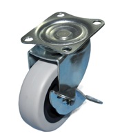 Roue pivotante HJ Caster Grey 75X25mm, plaque pivotante en polypropylène TPR, roulement à billes en acier, frein de glissement, capacité de charge de 70 kg