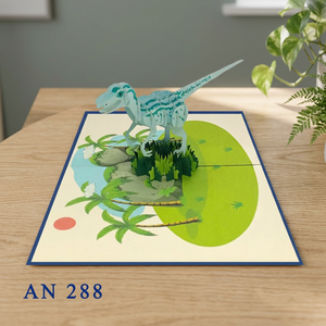 Carte de vœux 3D pop-up dinosaure Rapace, design personnalisé, vente en gros, cadeau artisanal Hanoï, décoration intérieure en papier, couleur et logo personnalisables - Product Image 2