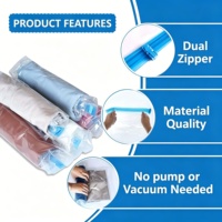 Sacs de rangement sous vide transparents YN- Clear Hand Roll, sacs de compression de voyage PA+PE, emballage gain de place pour vêtements et bagages