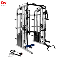 DW SPORTS - Equipo de Gimnasio de Metal Plateado, Nueva Máquina Smith, Entrenador Funcional, Logotipo Personalizable, Capacidad de Carga de 150 kg, Acero de 2x90 kg