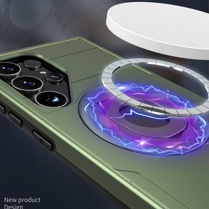 Pour <span class=keywords><strong>Samsung</strong></span> S25 Ultra S24 S23 Plus étui de protection avec anneau en métal support de charge magnétique rotatif à 360 degrés élégant nouveau - Product Image 2