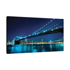 Prints Wall Painting Led Luminescent Modern Art Night City Bridge Wall Painting Canvas Prints With Led Lights