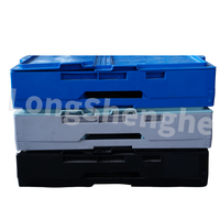 LongShenghe Boîte de récipient en plastique recyclable empilable pliable Caisse pliante de stockage pliable avec couvercle