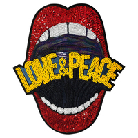 Patch à paillettes Lèvres Rouges Rock & Roll, Badge brodé LOVE PEACE, Applique grande bouche thermocollante pour veste en jean, sweat à capuche, accessoire DIY