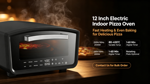 Forno per Pizza Anbolife da 12 Pollici, 2000W, 80-430°C, Controllo Digitale Touch, Macchina per Pizza Commerciale con Doppia Porta in Vetro e Pietra Refrattaria da 12 Pollici - Product Image 2