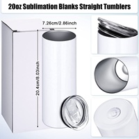 Gobelets Droits et Fins en Acier Inoxydable de 20oz et 30oz, Blocs à Sublimation Blancs, Vierges, pour Impression DIY, avec Paille et Couvercle, Vente en Gros