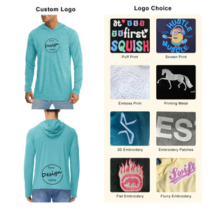 Wholesale Custom Logo 95% Cotton 5% Polyester <strong>Hoodies</strong> Sweatshirt Casual Breathable Men Long Sleeve <strong>T</strong> <strong>Shirt</strong> <strong>With</strong> Hood - Product Image 3