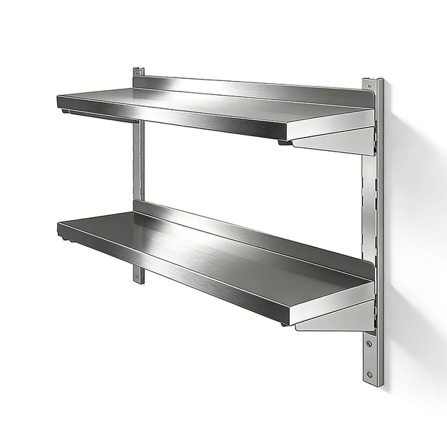 Shandong Manufacturer 304 Stainless Steel Double Layer Folding Wall Mounted Commercial Buffet Table Storage Rack Corrosion