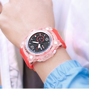 Relojes SMAEL 8007 de doble huso horario para hombre, reloj de pulsera de plástico analógico a prueba de agua, reloj deportivo digital para hombre. - Product Image 1