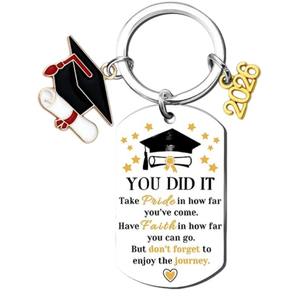 Cadeau de saison des diplômes 2026, porte-clés en acier inoxydable tendance, pendentif avec phrase inspirante, personnalisé, fait sur mesure, petit cadeau de vacances - Product Image 4